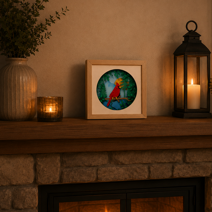 Layered Cardinal Paper Shadow Box