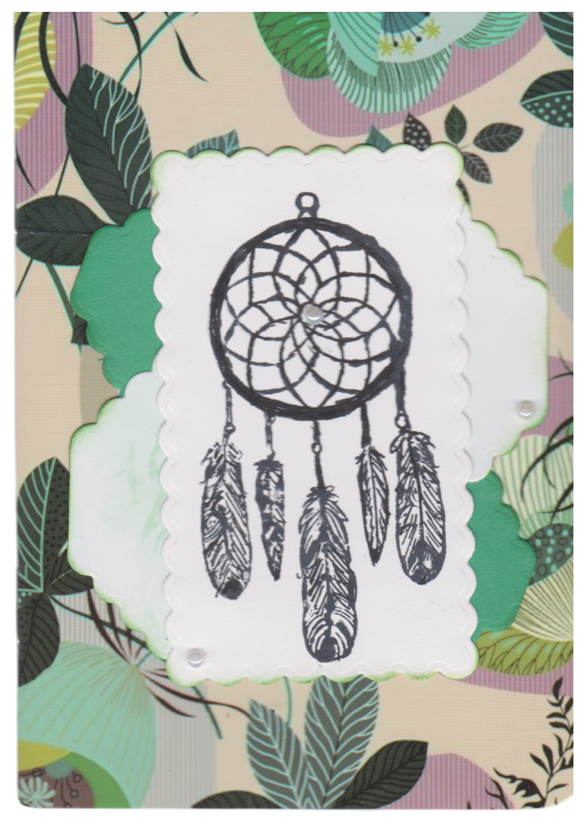 Handmade Dreamcatcher Mini Notebook | Stamped Botanical Notepad 3.5" x 5"