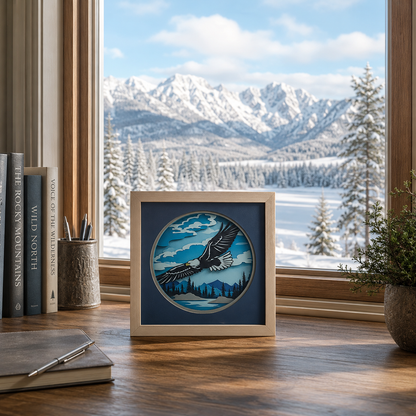 Majestic Bald Eagle Layered Paper Shadow Box