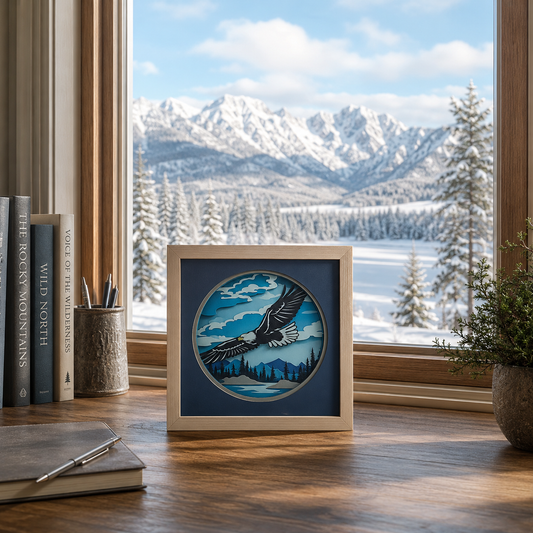 Majestic Bald Eagle Layered Paper Shadow Box