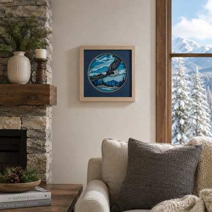 Majestic Bald Eagle Layered Paper Shadow Box