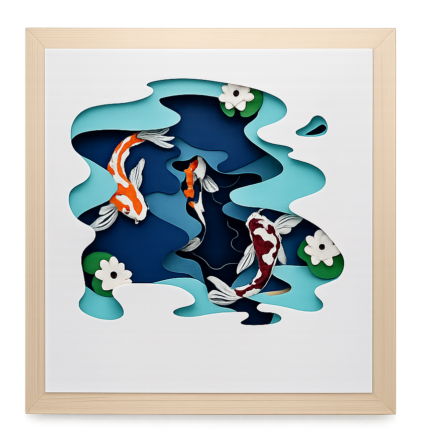 Koi Pond Layered Paper Shadowbox