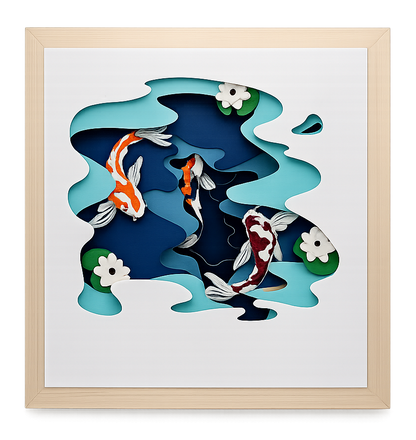 Koi Pond Layered Paper Shadowbox