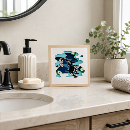 Koi Pond Layered Paper Shadowbox